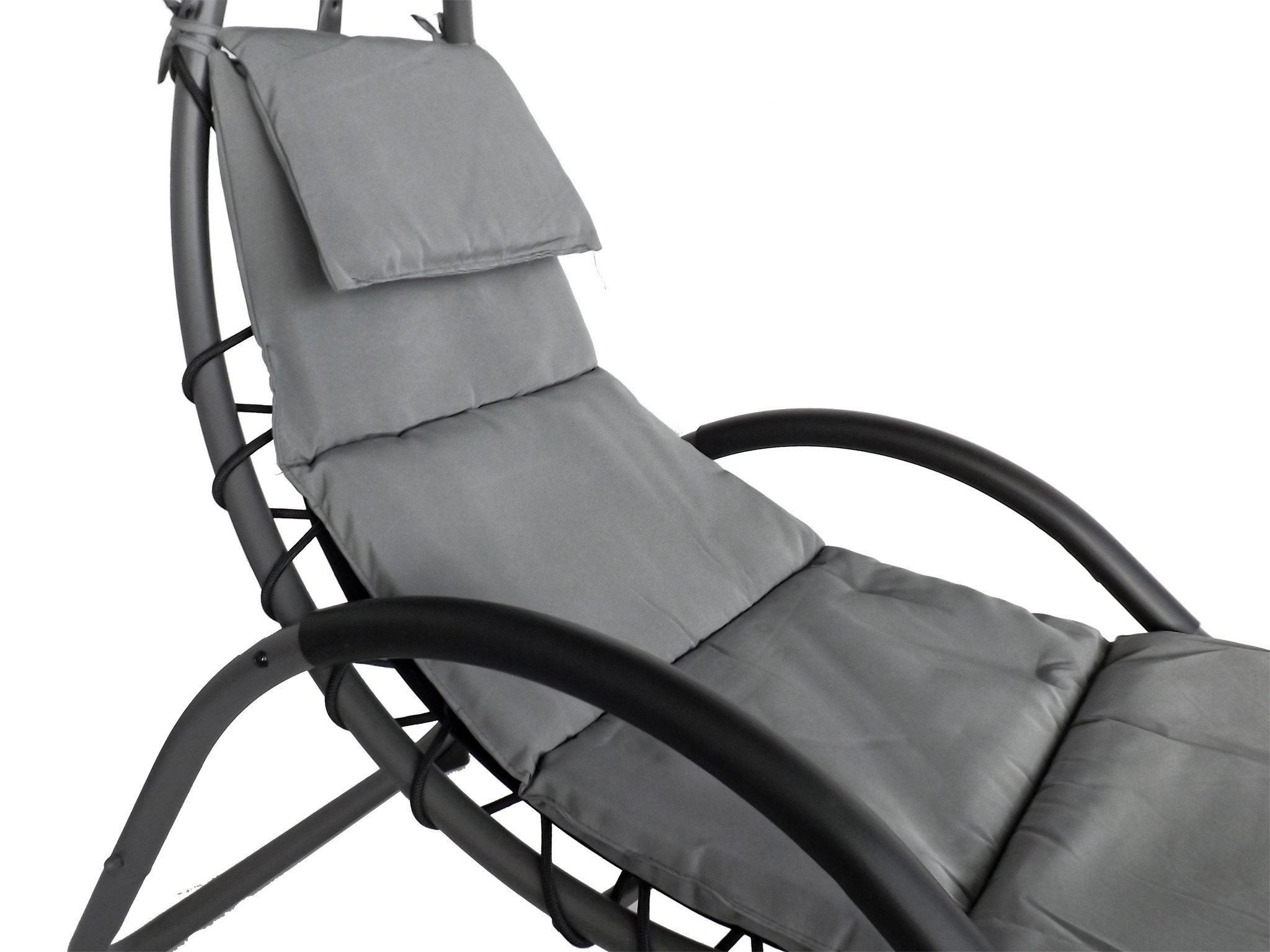 Ligstoel tuin - met zonnescherm - 189 x 73 cm - grijs