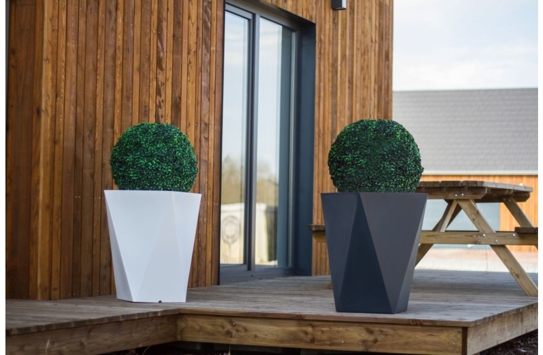 Verlichte bloempot - 30 x 30 x 60 cm - wit