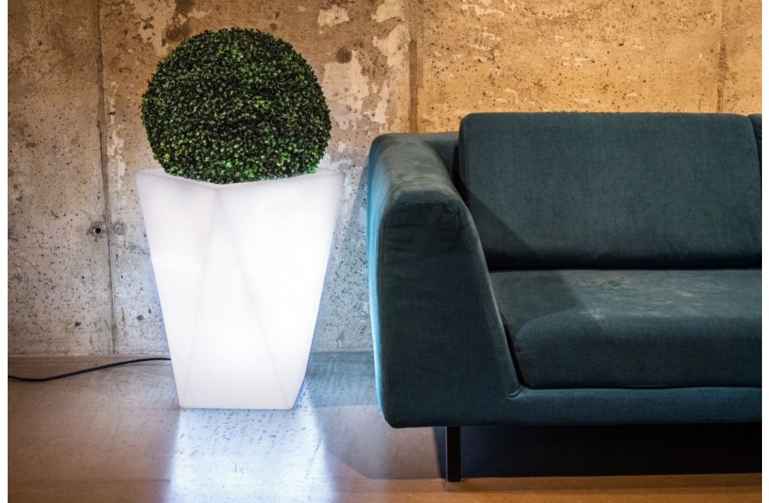 Bloempot lichtgevend – 30 x 30 x 60 cm – Wit