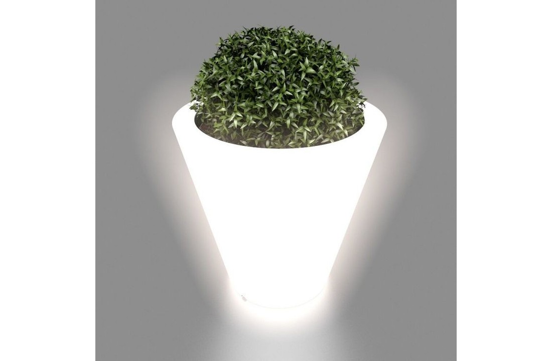Bloempot wit met LED-verlichting 50 cm hoog