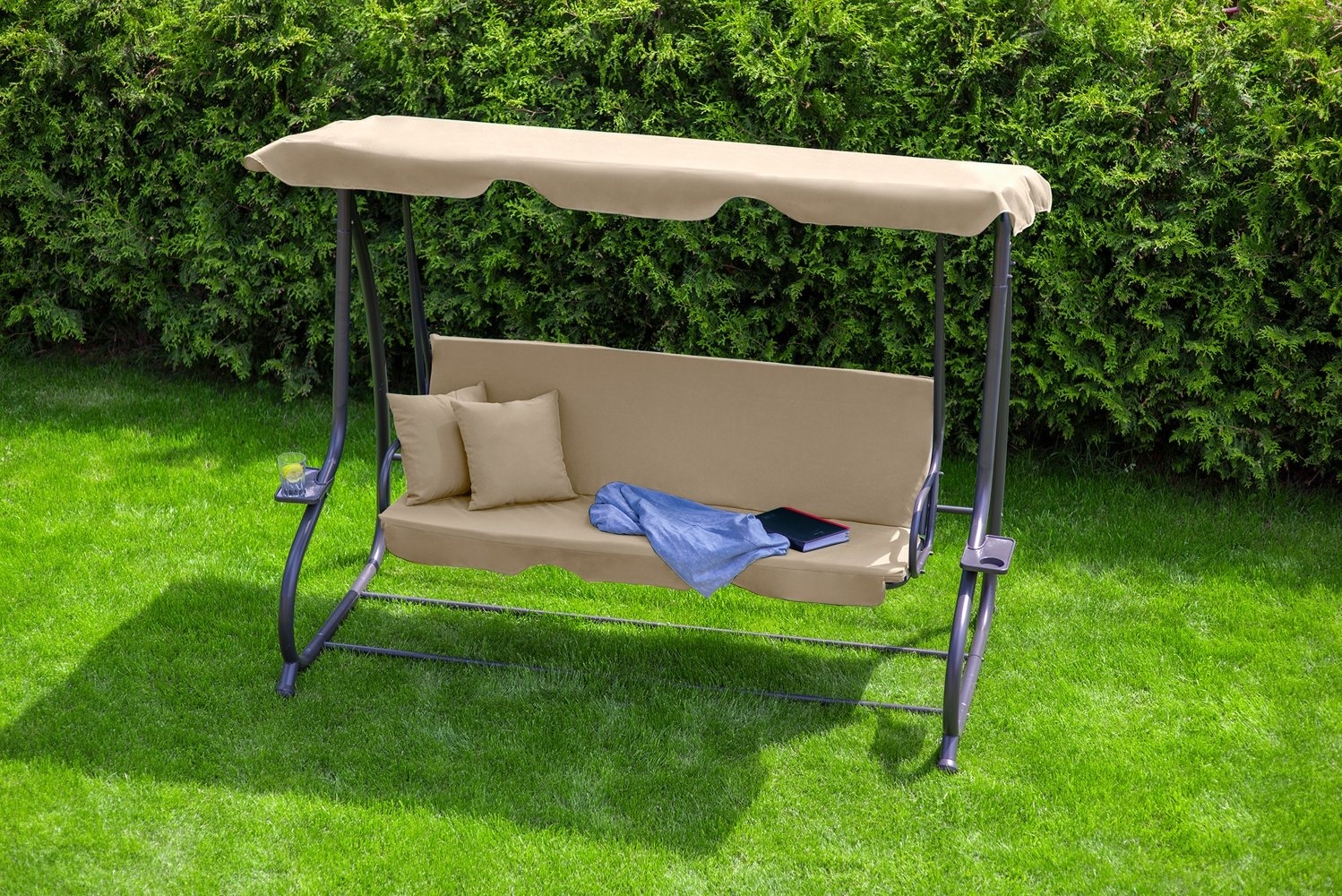 Schommelbank - 3-zits - beige - 230 x 127 x 172 cm