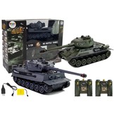 RC-tanks - set van 2 - groen en grijs - T-34 en Tiger tanks