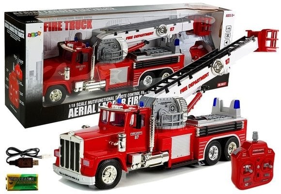 RC-brandweerauto met uitschuifbare ladder en sirene - 60 cm
