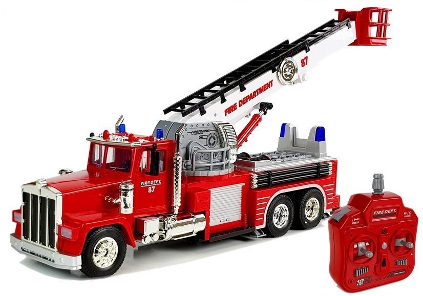 RC-brandweerauto met uitschuifbare ladder en sirene - 60 cm