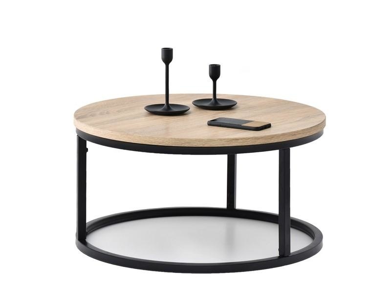 Salontafel rond - 60 cm - industrieel - hout
