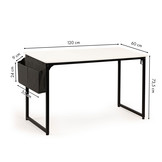 Bureau - met tijdschriften tas - 120 x 60 x 74 cm - wit