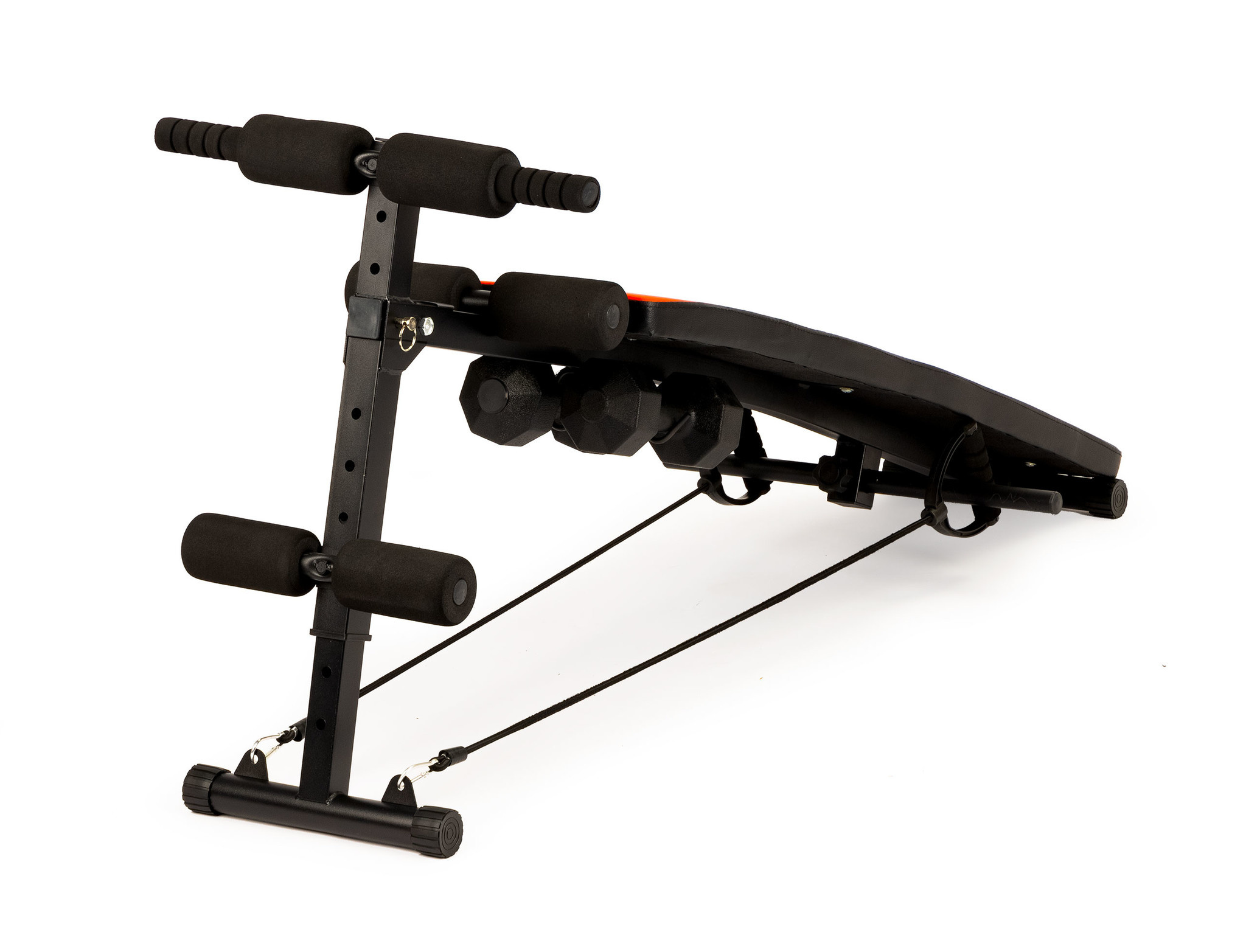 Fitness bank - met 2 dumbbells & fitness elastieken - schuin