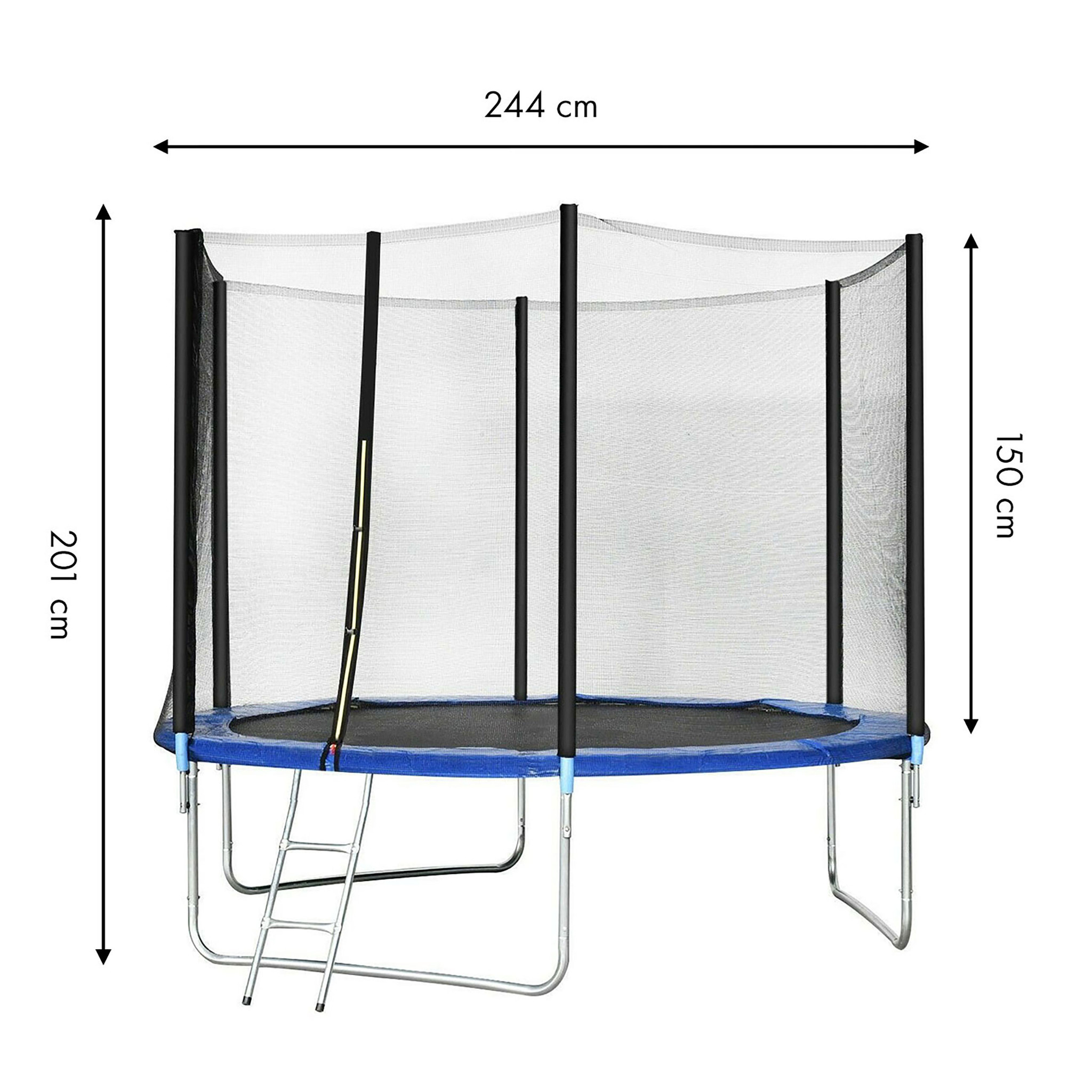 Trampoline blauw 305 cm - met net en ladder - tot 70 kg -
