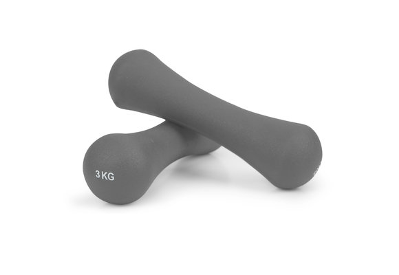 Dumbbells - Fitness gewichten - set 6 kg - neopreen - grijs