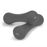 Dumbbells - Fitness gewichten - set 6 kg - neopreen - grijs