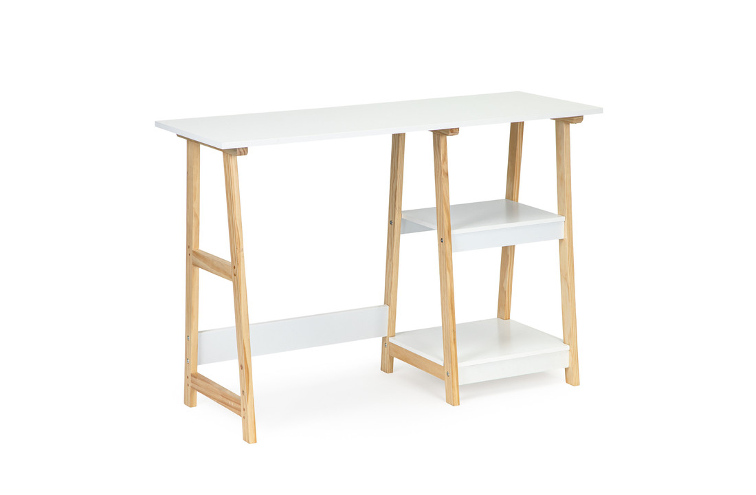 Bureau - sidetable - met 2 planken - 110x40x76 cm - wit