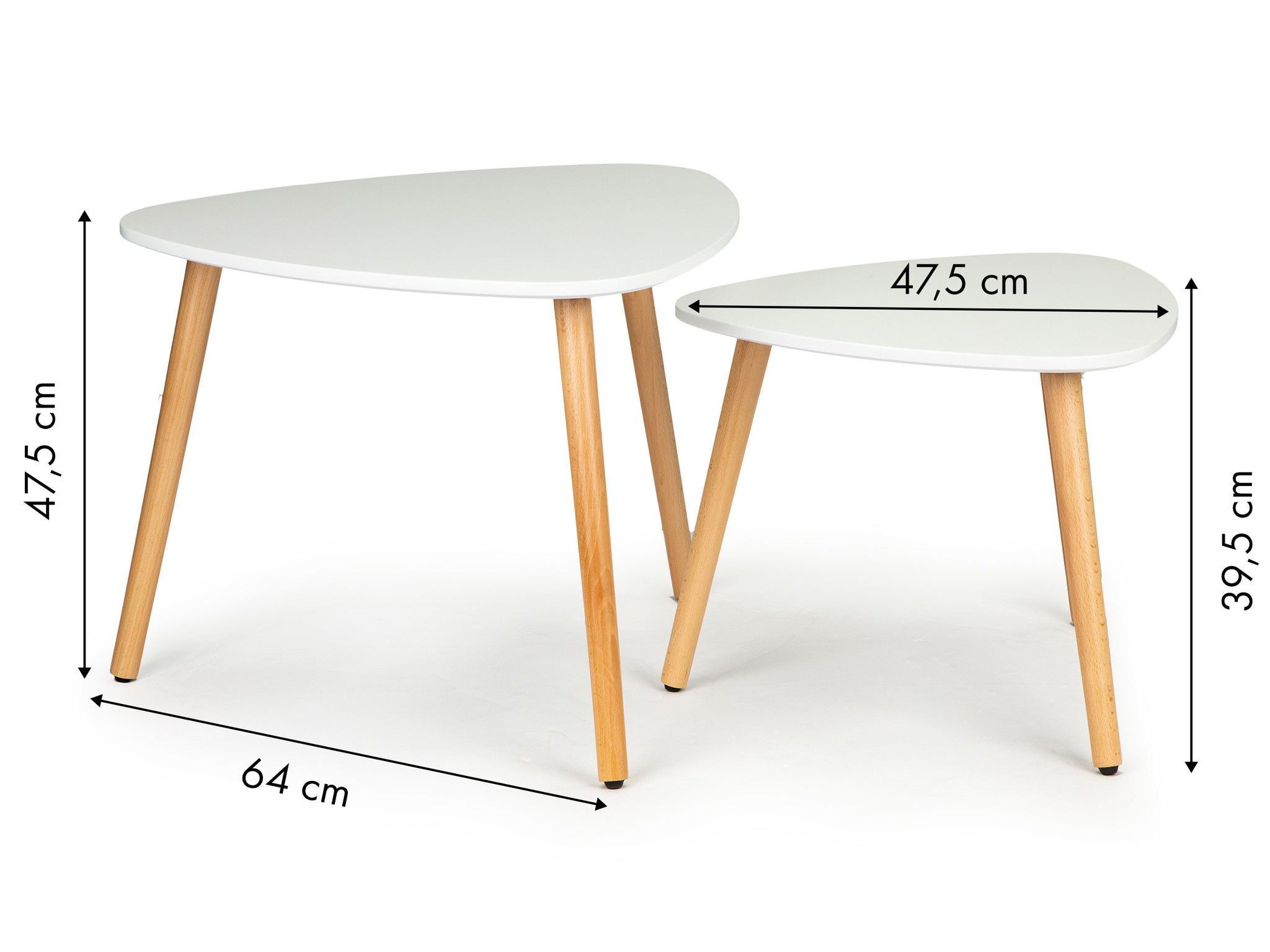 Salontafel wit - set van 2 - 47,5 cm en 60 cm