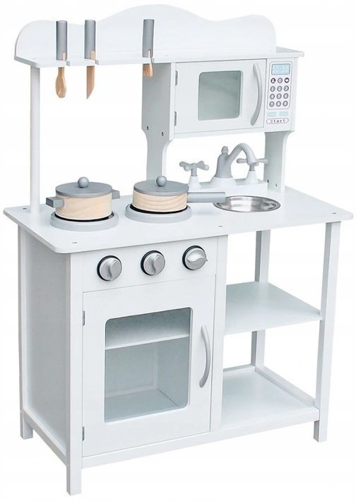 Kinderkeuken - hout - 60x30x85 cm- wit - 7 accessoires