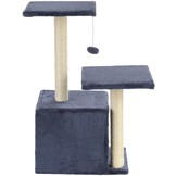 Krabpaal - 44x33x71 cm - met kattenhuis - grijs-blauw