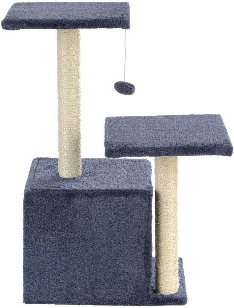 Krabpaal - 44x33x71 cm - met kattenhuis - grijs-blauw