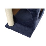 Krabpaal - 44x33x71 cm - met kattenhuis - grijs-blauw