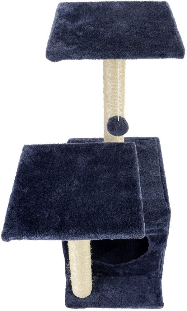 Krabpaal - 44x33x71 cm - met kattenhuis - grijs-blauw