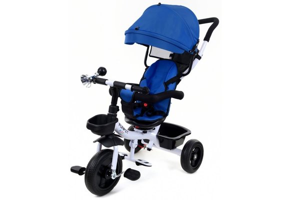 Driewieler - fiets - met duwstang en zonnekap - blauw