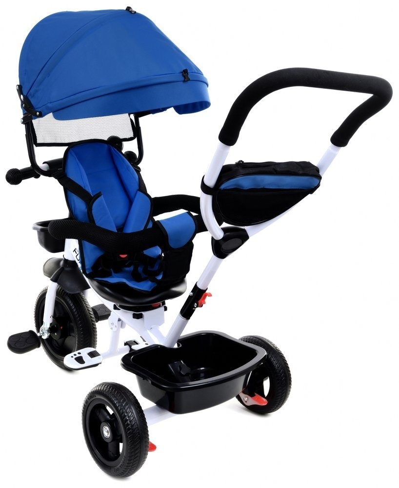 Driewieler - fiets - met duwstang en zonnekap - blauw