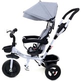 Driewieler - fiets - met duwstang en zonnekap - grijs-wit