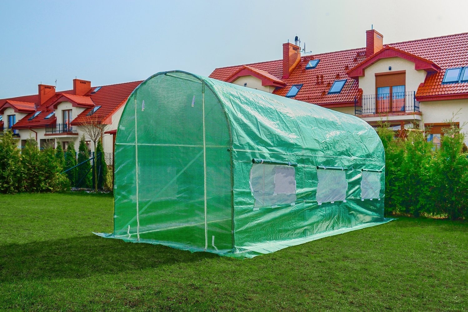 Tunnelkas - met ramen - 450x200x200 cm - groen - Tuinkas