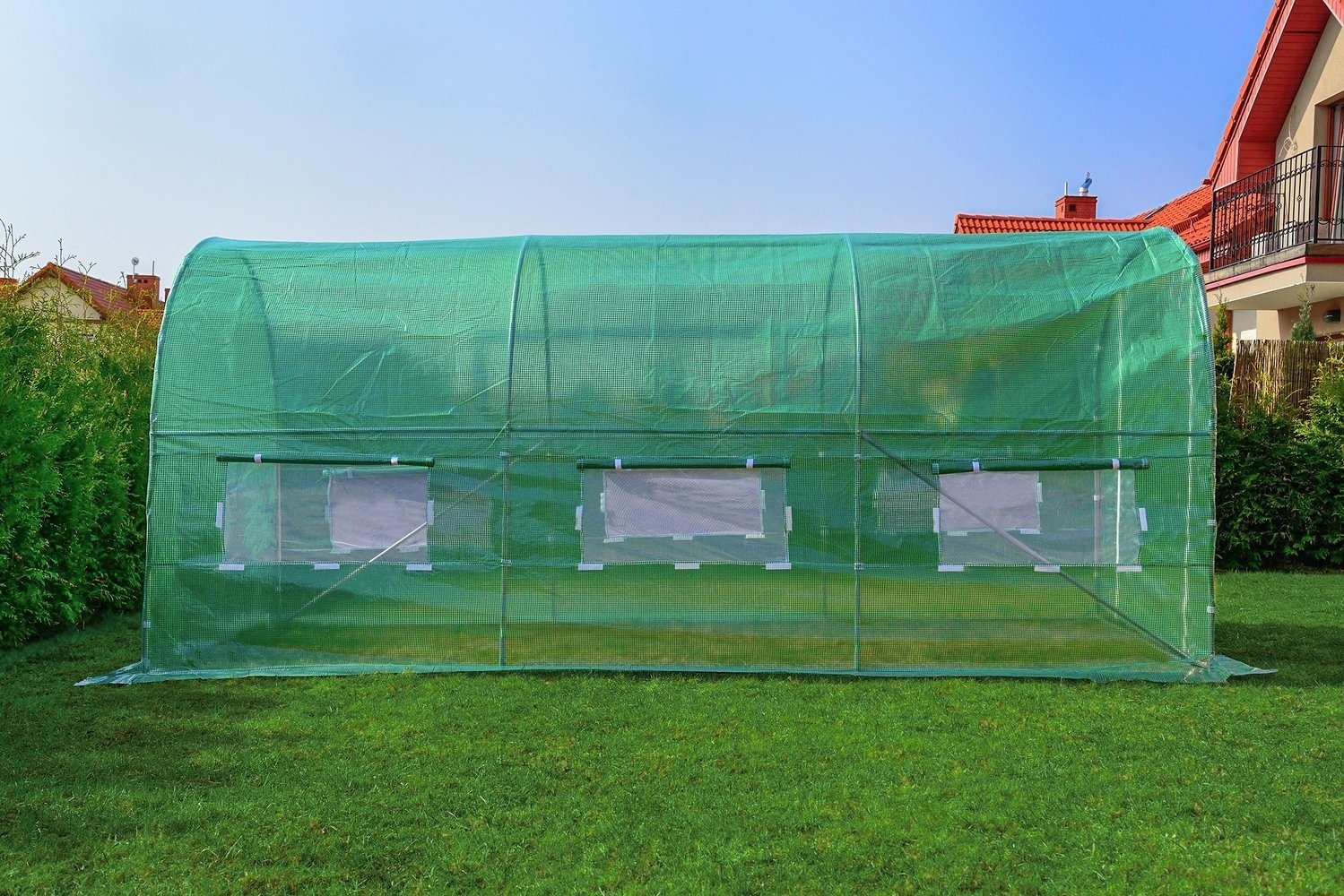Tunnelkas - met ramen - 450x200x200 cm - groen - Tuinkas