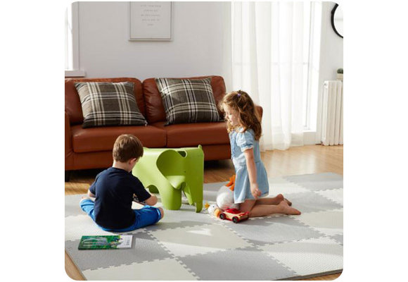 Speelmat baby - Puzzelmat - wit-grijs - 60 x 60 cm - 9 st.