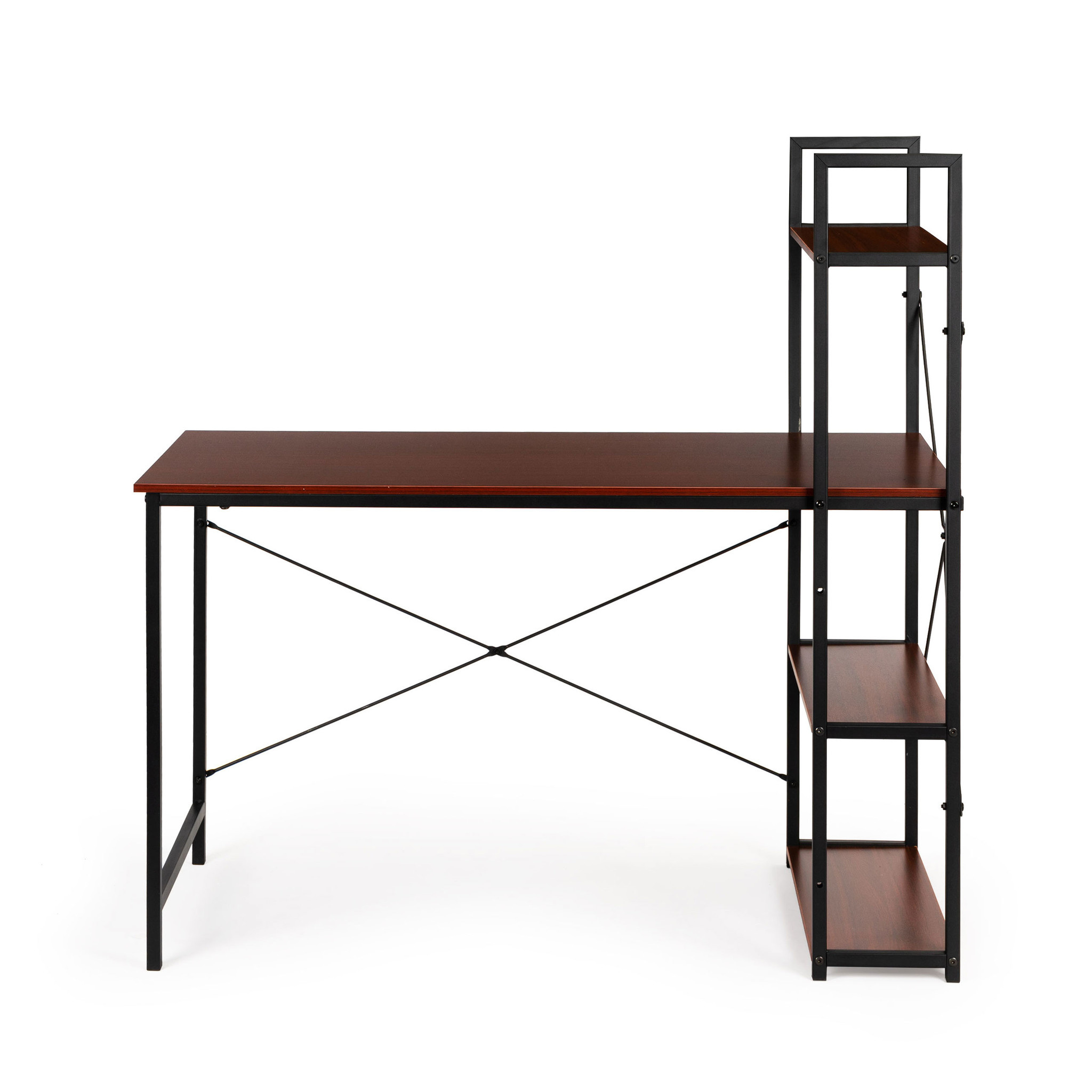 Bureau - met schappen - 120x64x120 cm - eiken-staal