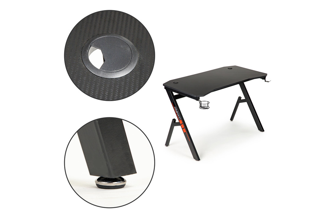 Game bureau - zwart - 120x58x75 cm - met cupholder