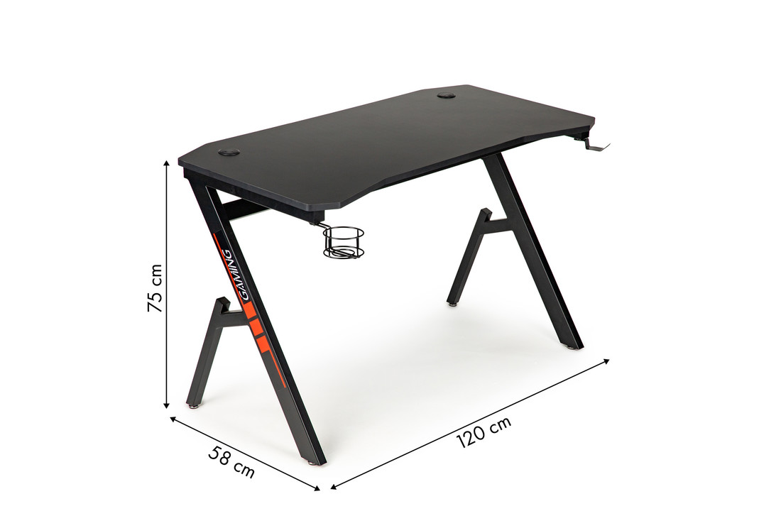 Game bureau - zwart - 120x58x75 cm - met cupholder