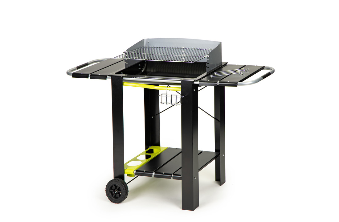 BBQ - Houtskool barbecue - zwart - 133x56x95 cm - op wielen