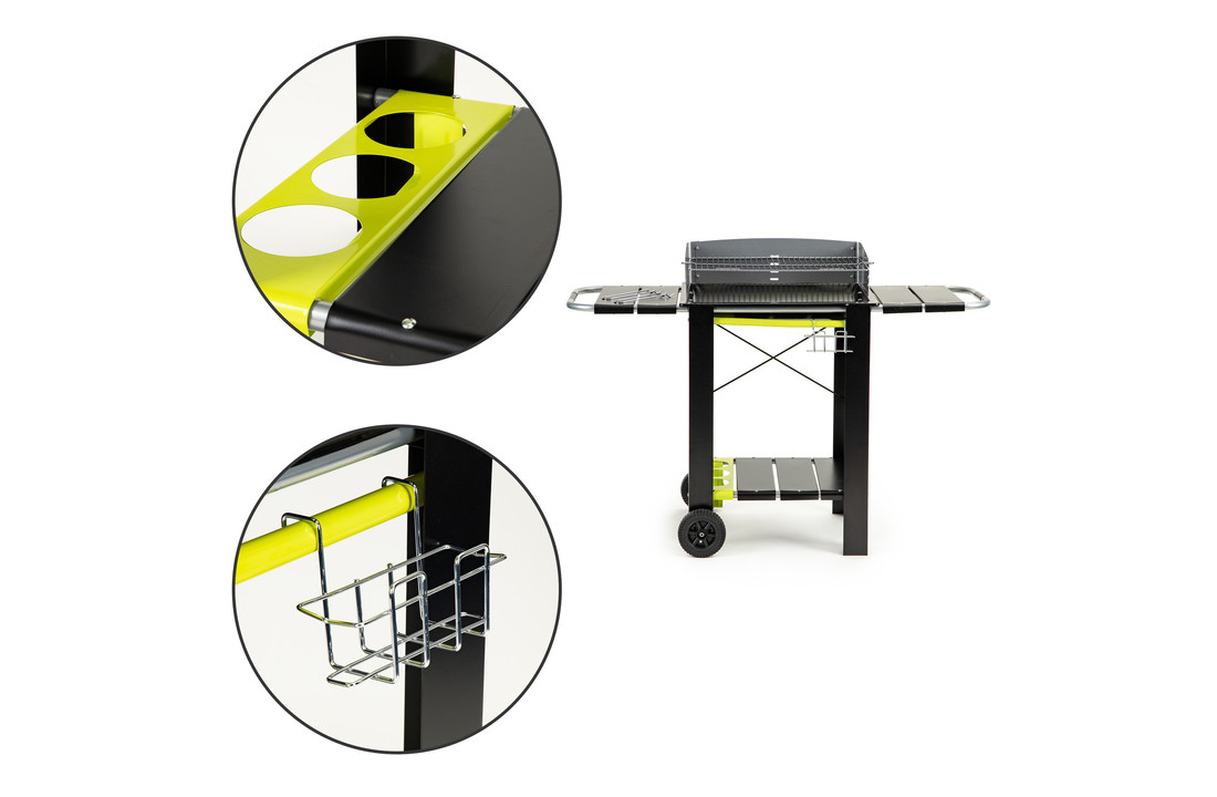 BBQ - Houtskool barbecue - zwart - 133x56x95 cm - op wielen