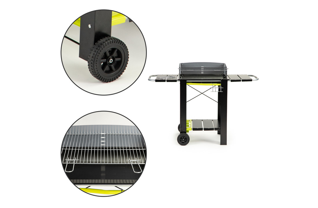 BBQ - Houtskool barbecue - zwart - 133x56x95 cm - op wielen