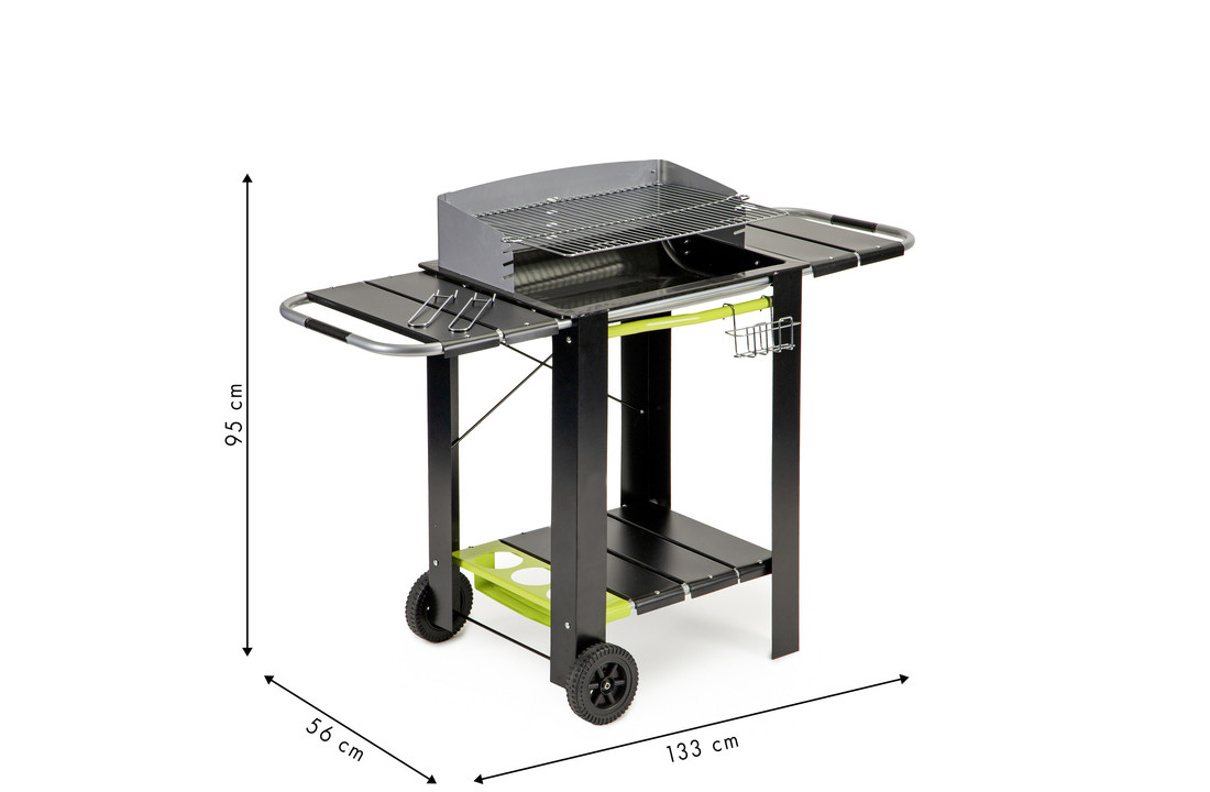 BBQ - Houtskool barbecue - zwart - 133x56x95 cm - op wielen