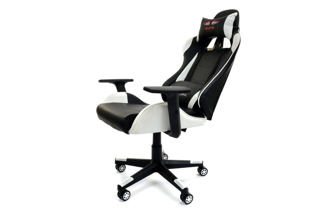Gamestoel - Bureaustoel - Elite - ECO-leer - zwart-wit