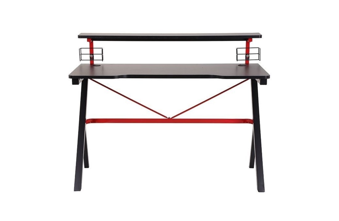 Game bureau - dubbel niveau - met bekerhouders - zwart-rood
