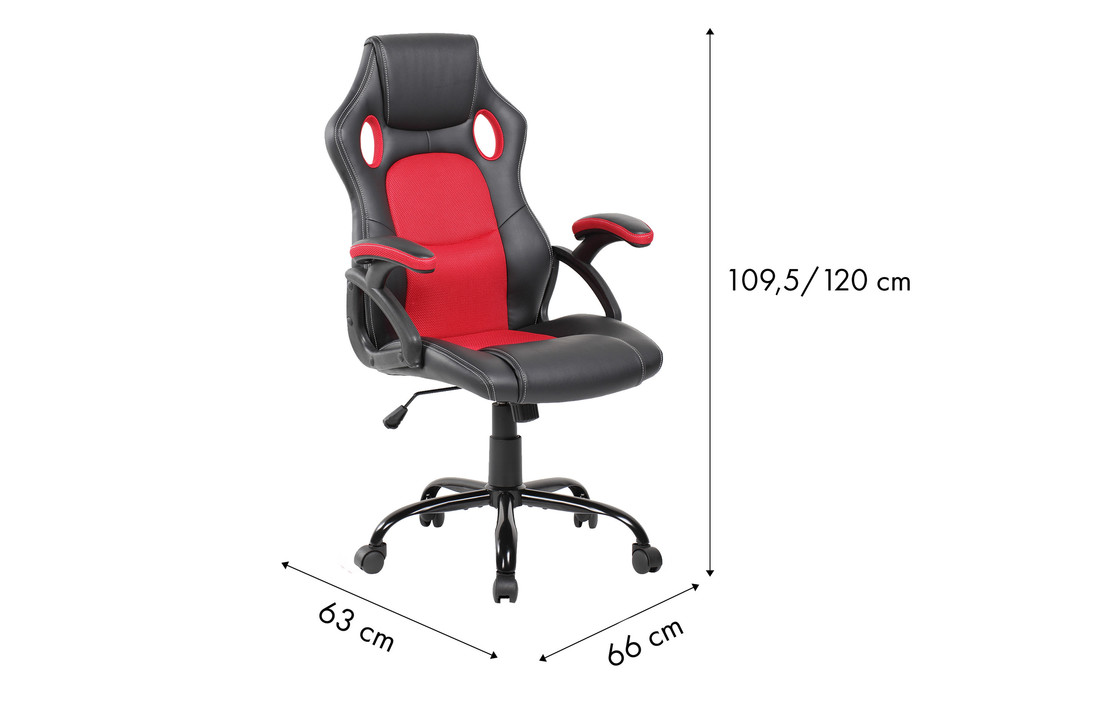 Gamestoel - ergonomische bureaustoel - ECO-leer - zwart-rood