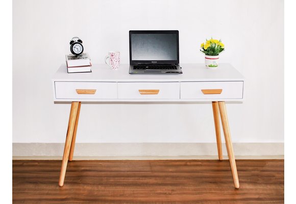 Bureau - sidetable - met 3 lades - 120x45x75 cm - wit
