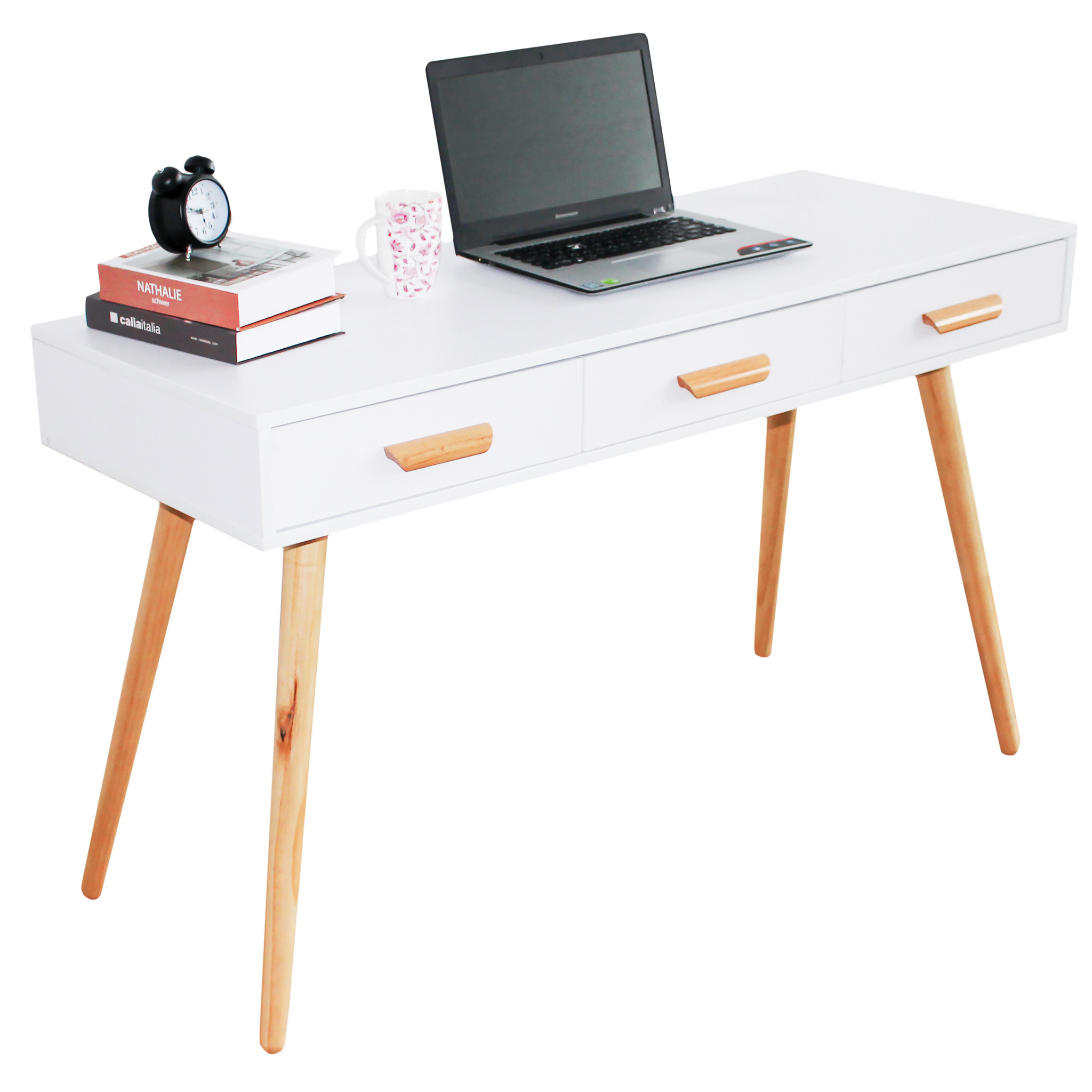 Bureau - sidetable - met 3 lades - 120x45x75 cm - wit