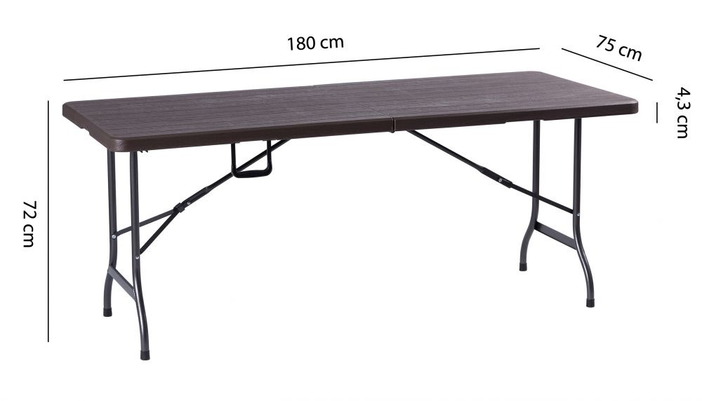 Campingtafel - Klaptafel - 180x75x72 cm - bruin