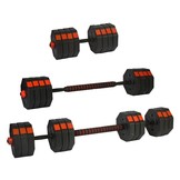 Verstelbare dumbbells - Halterset - 2x 15 kg - zwart-rood