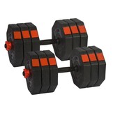 Verstelbare dumbbells - Halterset - 2x 15 kg - zwart-rood