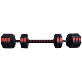 Verstelbare dumbbells - Halterset - 2x 15 kg - zwart-rood
