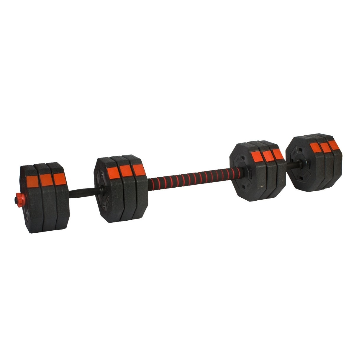 Verstelbare dumbbells - Halterset - 2x 15 kg - zwart-rood