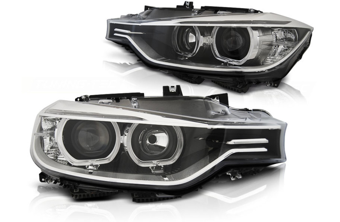 Koplampen dagrijlicht geschikt voor BMW F30/F31 10 11 - 05 15 ANGEL EYES LED ZWART