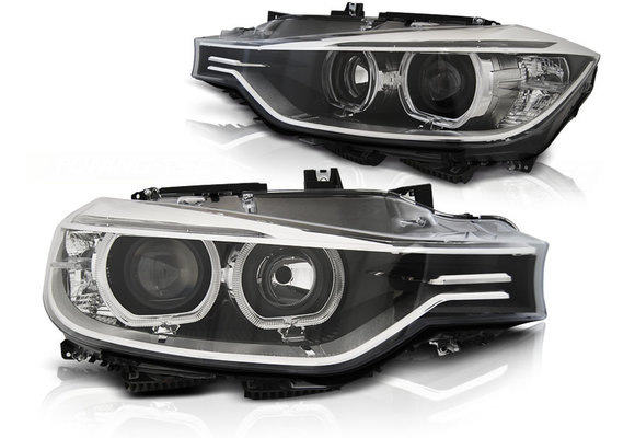 Koplampen dagrijlicht BMW F30/F31 10 11 - 05 15 ANGEL EYES LED ZWART