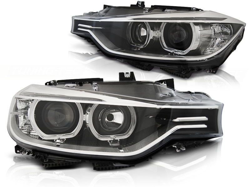 Koplampen dagrijlicht BMW F30/F31 10 11 - 05 15 ANGEL EYES LED ZWART