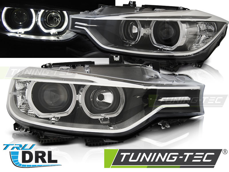 Koplampen dagrijlicht geschikt voor BMW F30/F31 10 11 - 05 15 ANGEL EYES LED ZWART