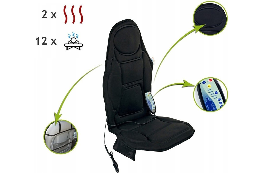 Massagestoel auto - met verwarming en afstandsbediening