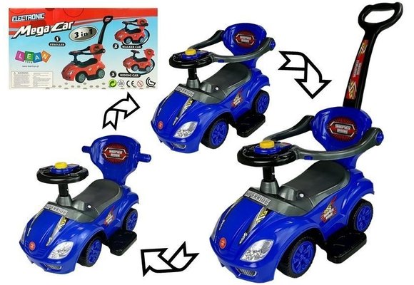 Loopauto - met duwstang - 60x40x85 cm - blauw - tot 50 kg